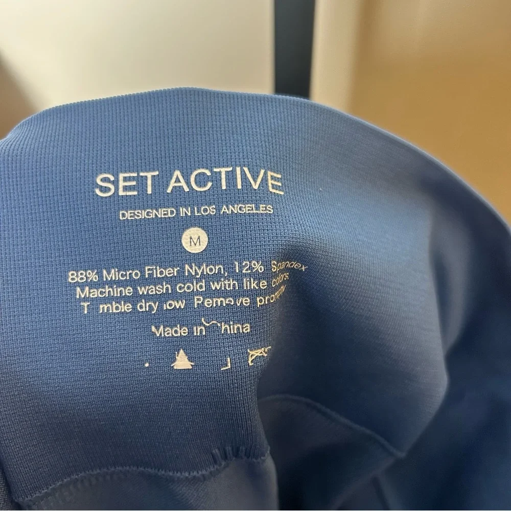 SET Active Sculptflex High Rise Seamless Leggings Crop Gym‎ Yoga Blue Size M